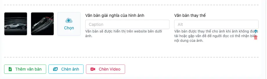 Thiết lập chú thích cho hình ảnh